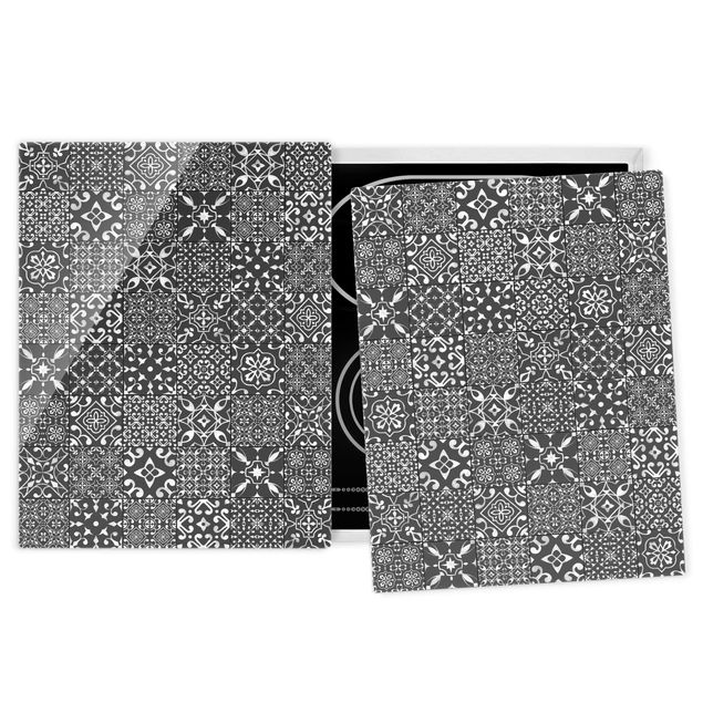 Spistäckplattor Patterned Tiles Dark Gray White
