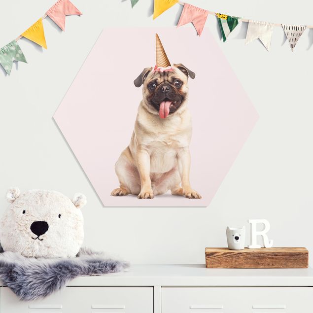 Kök dekoration Pug With Ice-Cream Cone