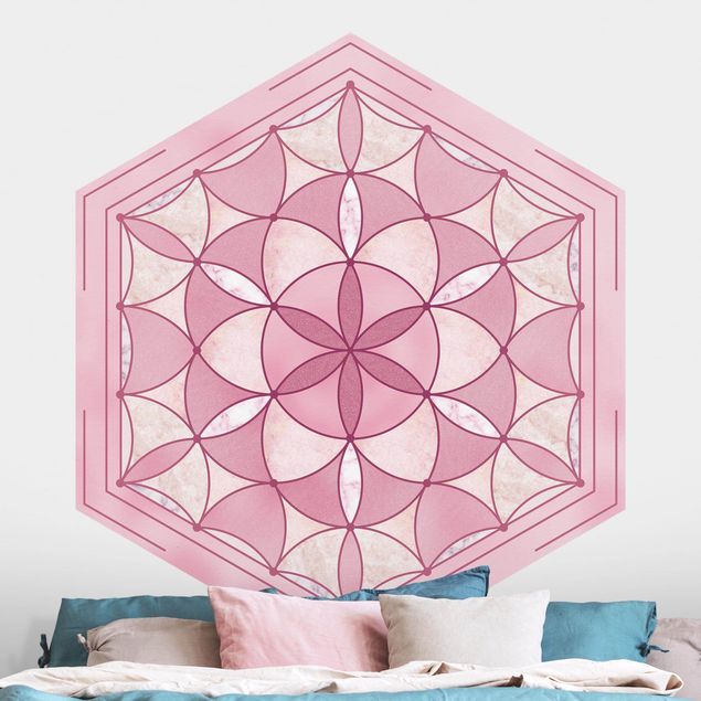 Kök dekoration Hexagonal Mandala In Pink