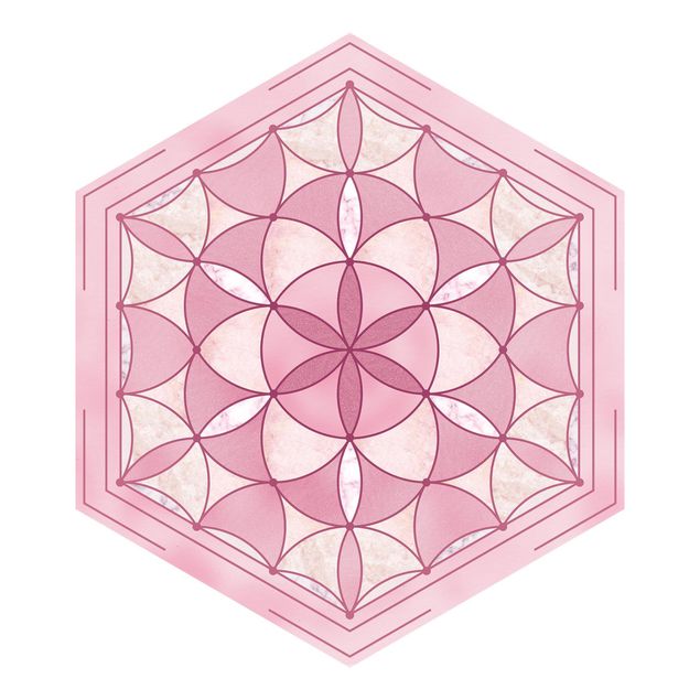 Tapeter Hexagonal Mandala In Pink