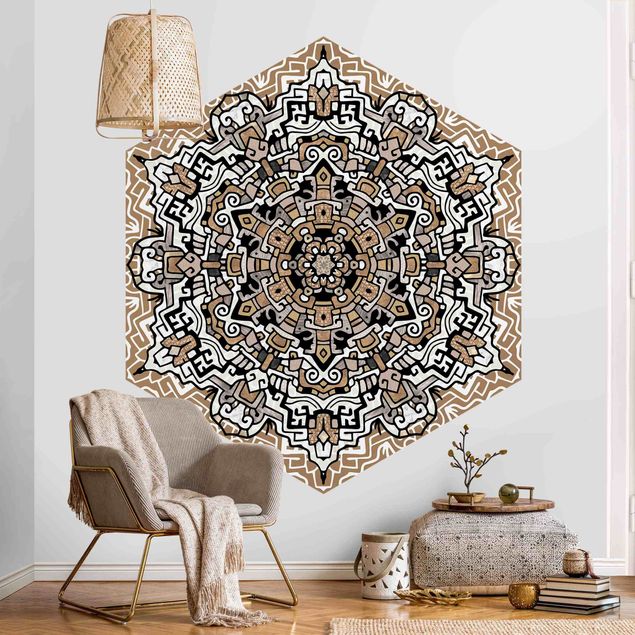 Tapeter vintage Hexagonal Mandala With Details
