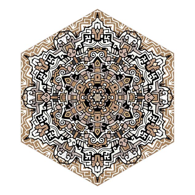 Tapeter Hexagonal Mandala With Details