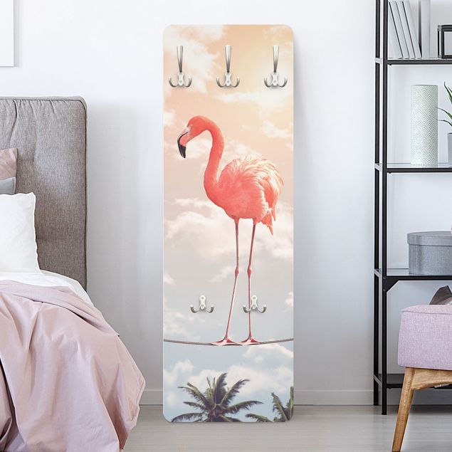 Klädhängare vägg blommor  Sky With Flamingo