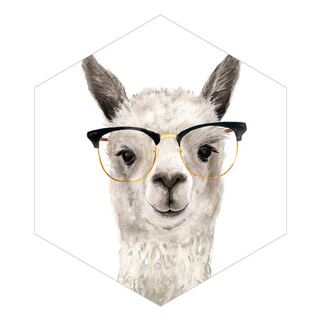 Fototapeter vit Hip Lama With Glasses I