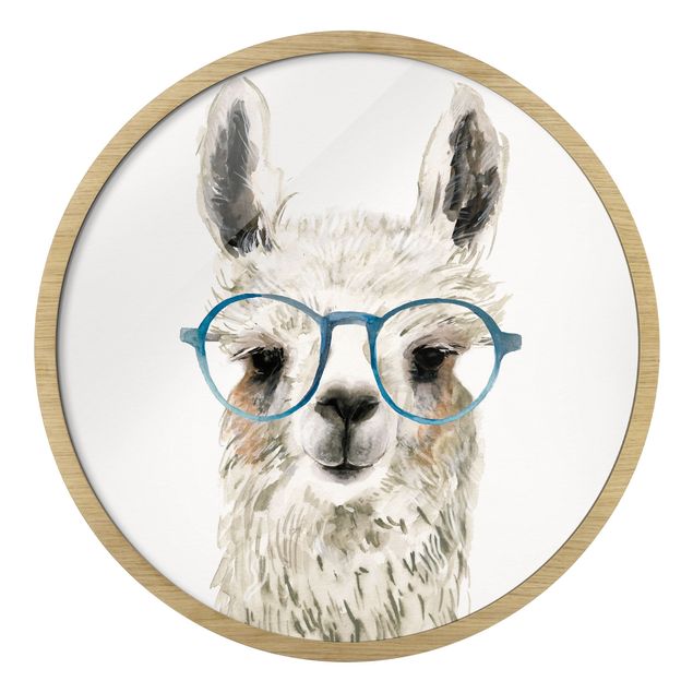 Tavlor blå Hip Lama With Glasses Ill