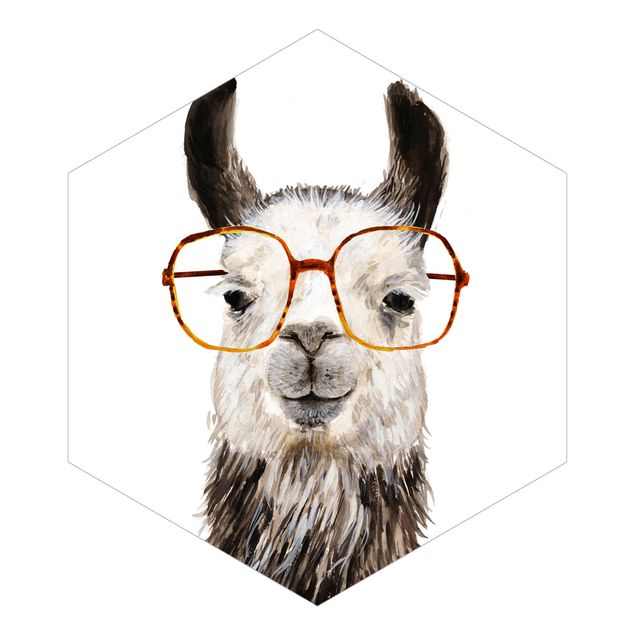 Fototapeter vit Hip Lama With Glasses IV