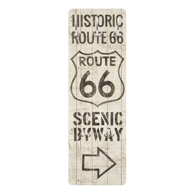 Klädhängare vägg träpanel - Historic Route 66