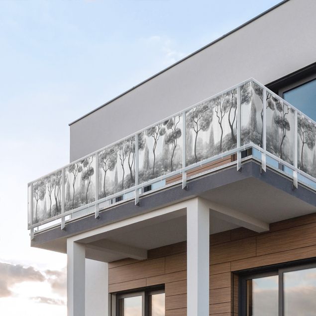 Insynsskydd för balkong väderbeständigt Tall tTees in Black and White
