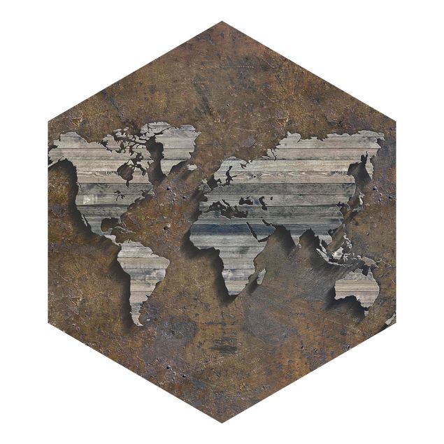 Tapeter Wooden Grid World Map