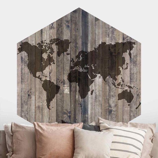 Kök dekoration Wooden World Map
