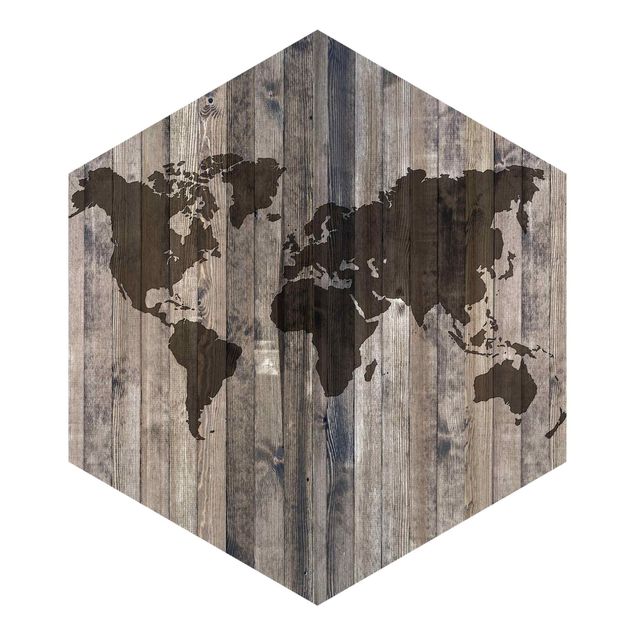 Tapeter Wooden World Map