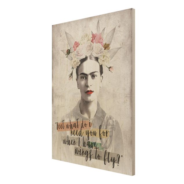 Trätavlor blommor  Frida Kahlo - Quote
