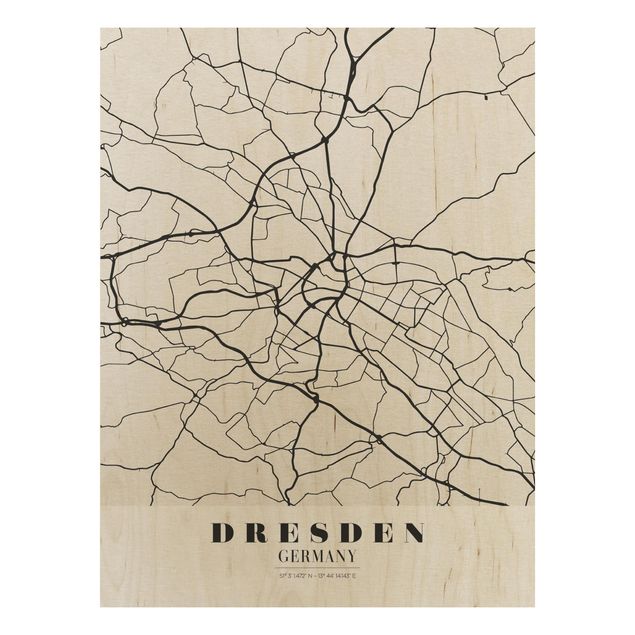 Trätavlor ordspråk Dresden City Map - Classical