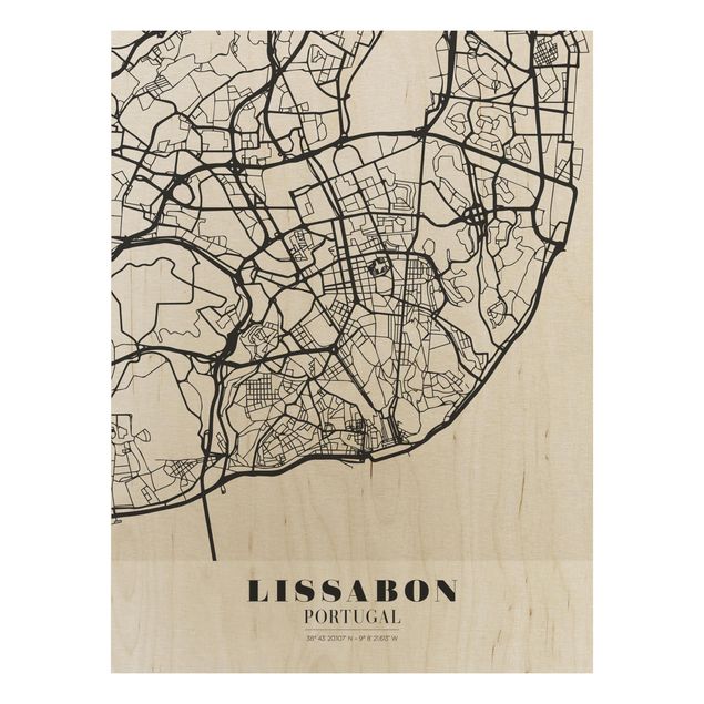 Trätavlor ordspråk Lisbon City Map - Classic