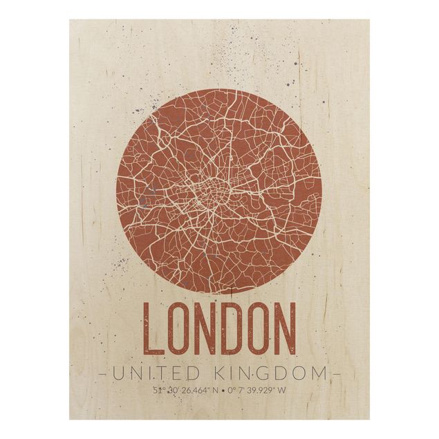 Trätavlor ordspråk City Map London - Retro