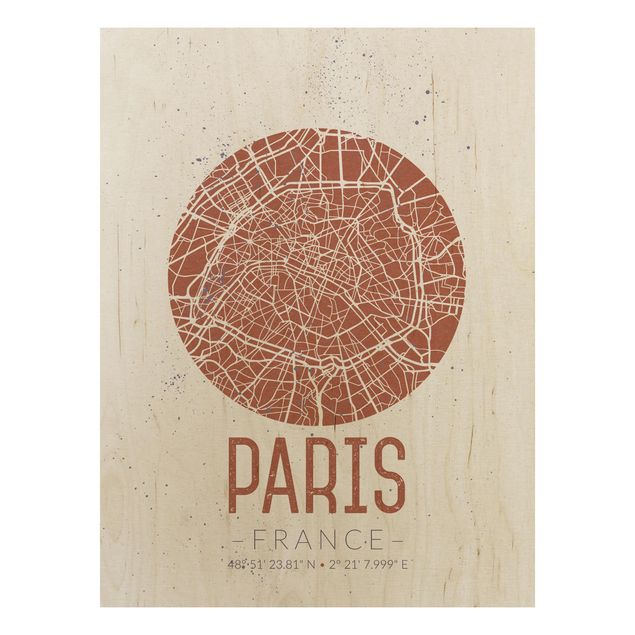 Trätavlor ordspråk City Map Paris - Retro
