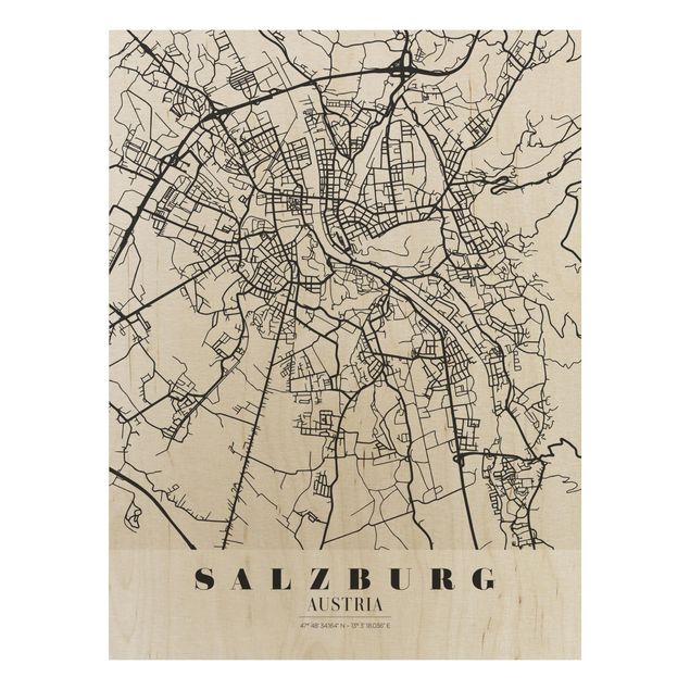 Trätavlor ordspråk Salzburg City Map - Classic