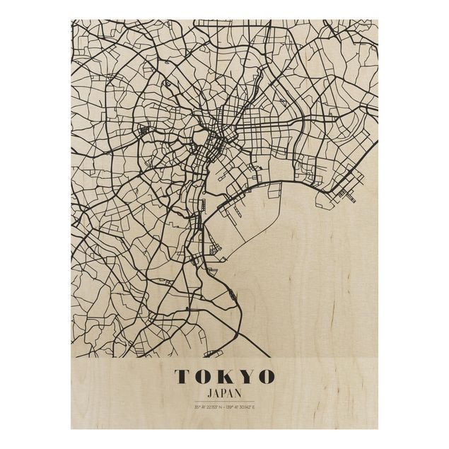 Trätavlor ordspråk Tokyo City Map - Classic