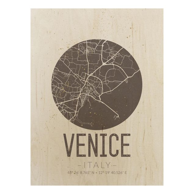 Trätavlor ordspråk Venice City Map - Retro