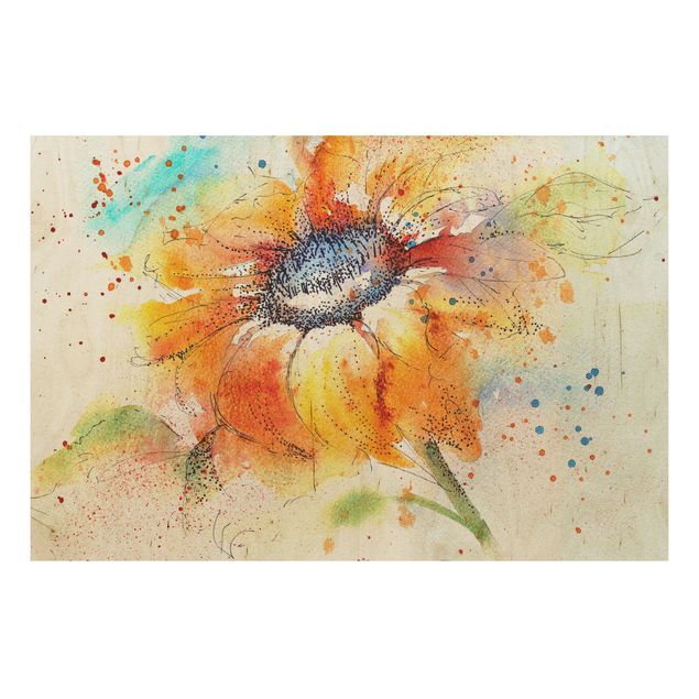 Trätavlor blommor  Painted Sunflower
