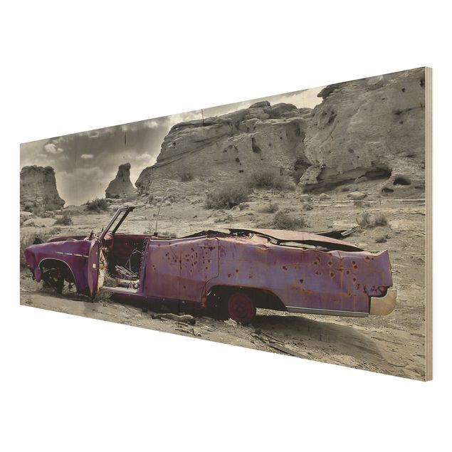 Trätavlor vintage Pink Cadillac
