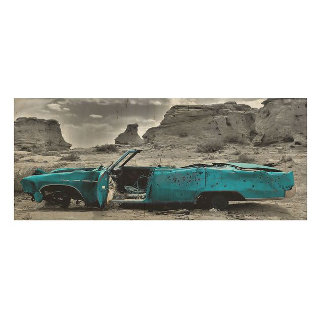 Trätavlor landskap Turquoise Cadillac