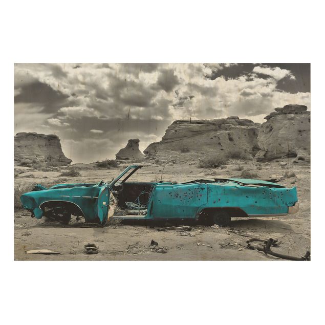 Trätavlor landskap Turquoise Cadillac