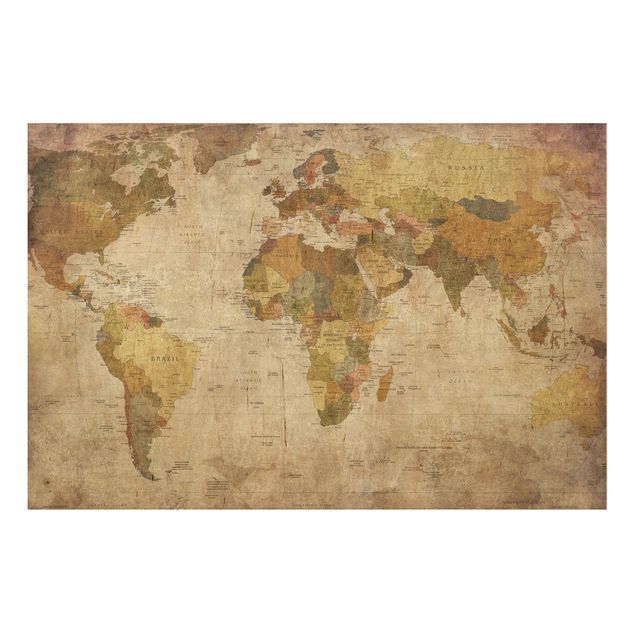 Trätavlor vintage World map
