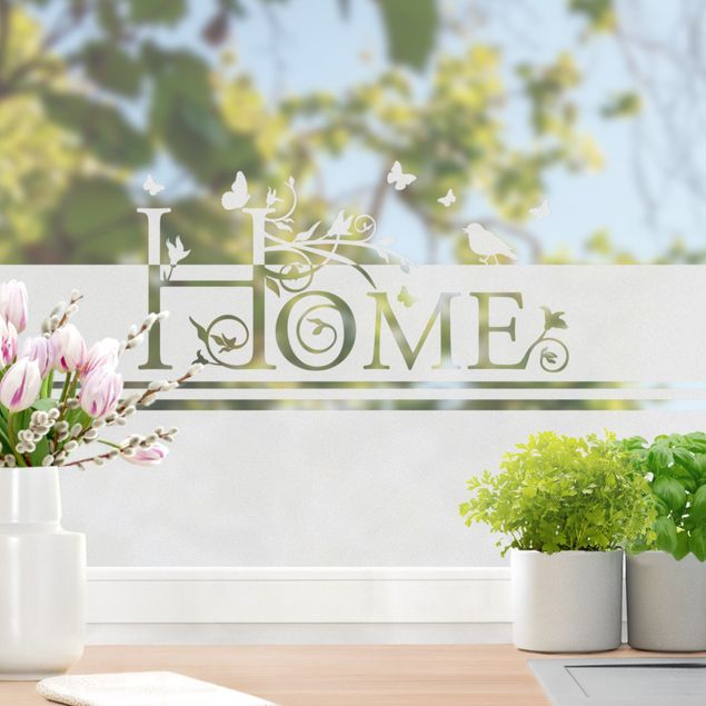 Fönsterdekaler ordspråk Home Floral border