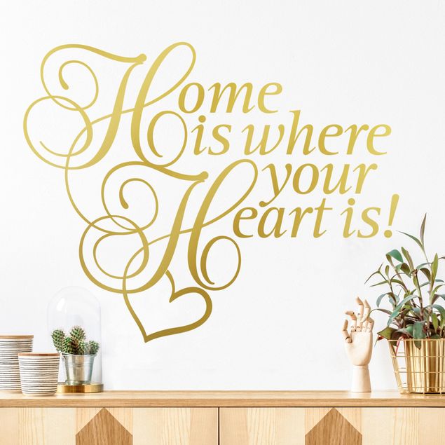 Autocolantes de parede frases Home is where the Heart is with heart