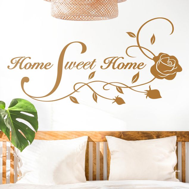 Autocolantes de parede frases Home Sweet Home with Rose Tendril