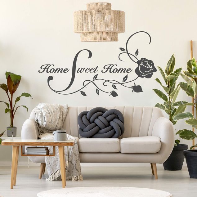 Autocolantes de parede home sweet home Home Sweet Home with Rose Tendril