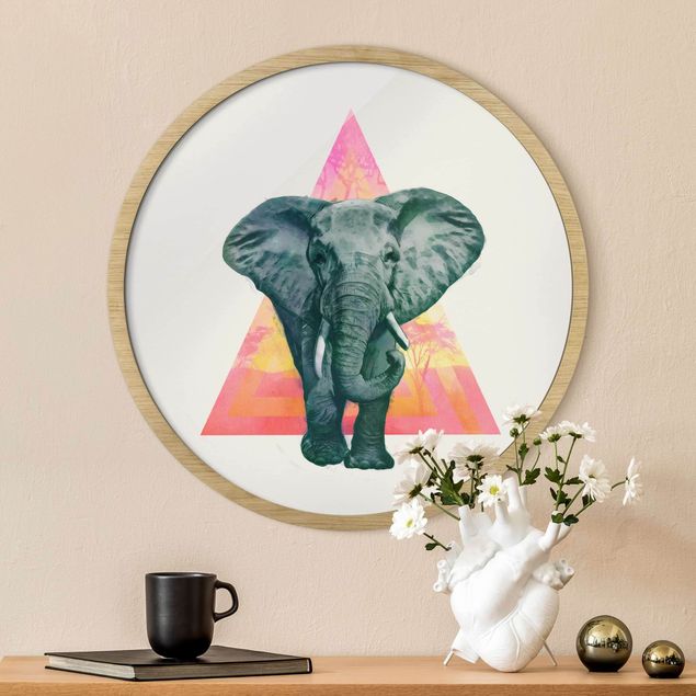 Tavlor med ram djur Illustration Elephant Triangle Drawing Background