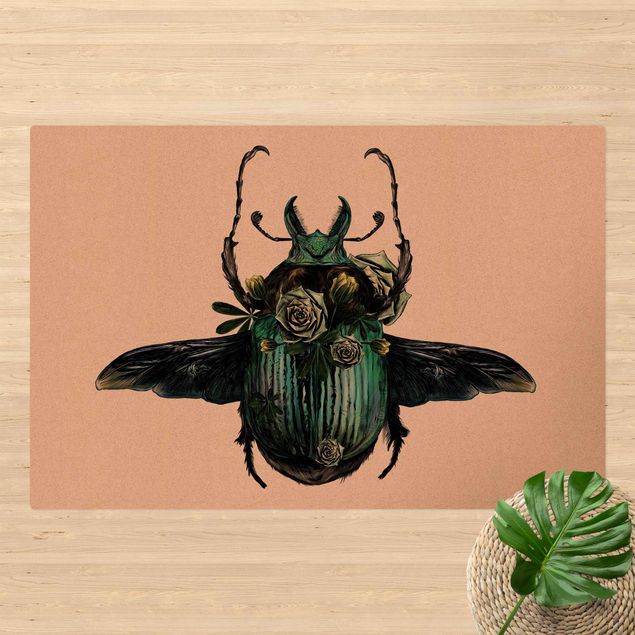 mörkgrön matta Illustration Floral Beetle