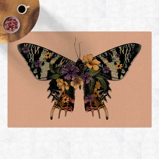 multifärgad matta Illustration Floral Madagascan Butterfly