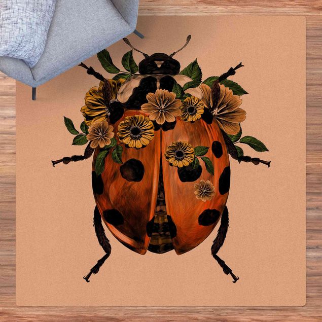 modern matta Illustration Floral Ladybird