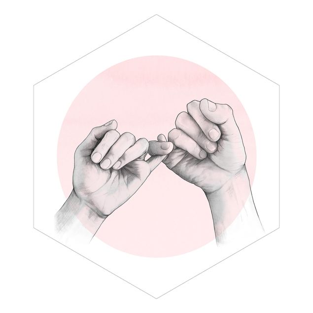 Tapeter Illustration Hands Friendship Circle Pink White