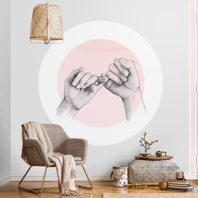 Kök dekoration Illustration Hands Friendship Circle Pink White