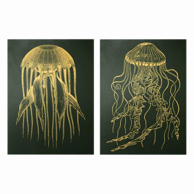 Tavlor stränder Illustration Jellyfish Duo