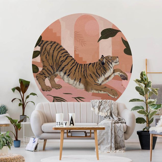 Kök dekoration Illustration Tiger In Pastel Pink Painting