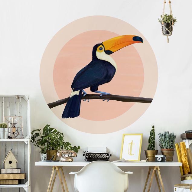 Fototapeter fåglar Illustration Bird Toucan Painting Pastel