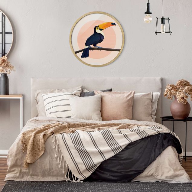 Tavlor rosa Illustration Bird Toucan Painting Pastel