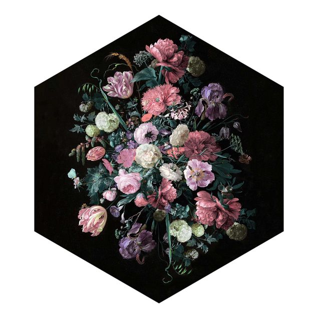 Hexagonala tapeter Jan Davidsz De Heem - Dark Flower Bouquet