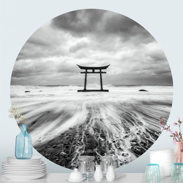 Fototapeter arkitektur och skyline Japanese Torii In The Ocean