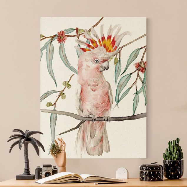 Canvastavlor fåglar Cockatoo With Pink Feathers