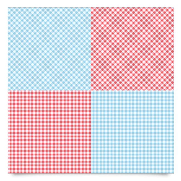 Självhäftande folier Checked Pattern Squares In Pastel Blue And Vermillion
