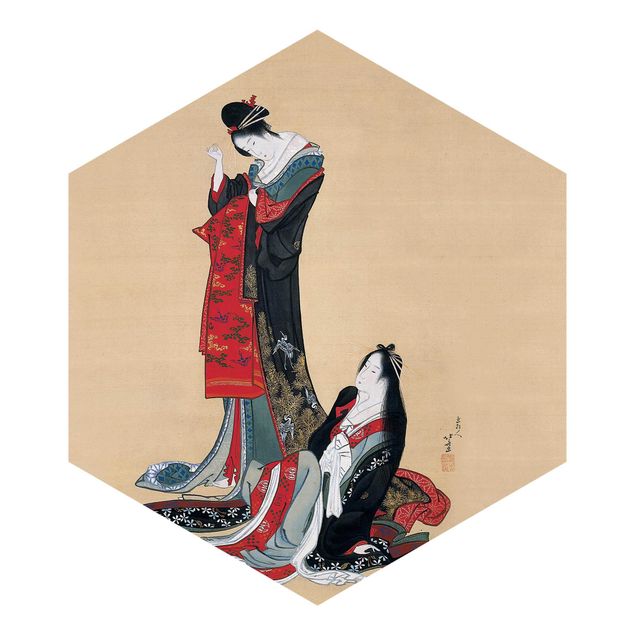 Tapeter vintage Katsushika Hokusai - Two Courtesans