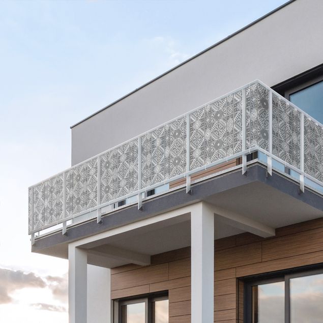 Insynsskydd för balkong väderbeständigt Kilim Pattern in Grey