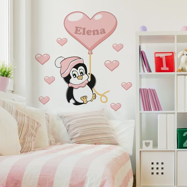 Autocolantes de parede frases Penguin girl customised text