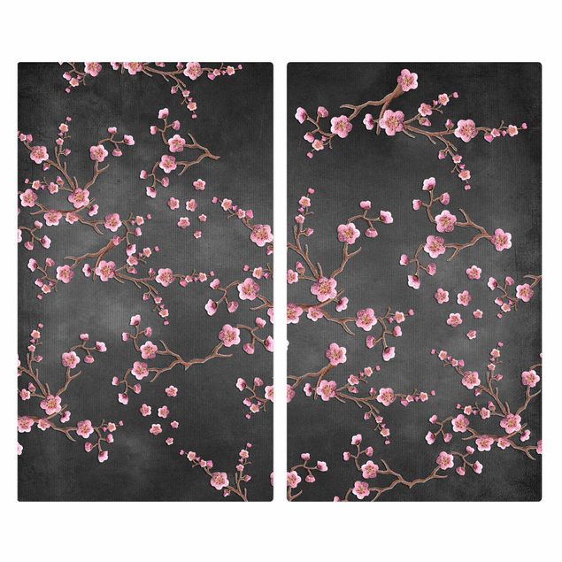 Spistäckplattor Cherry Blossoms On Black